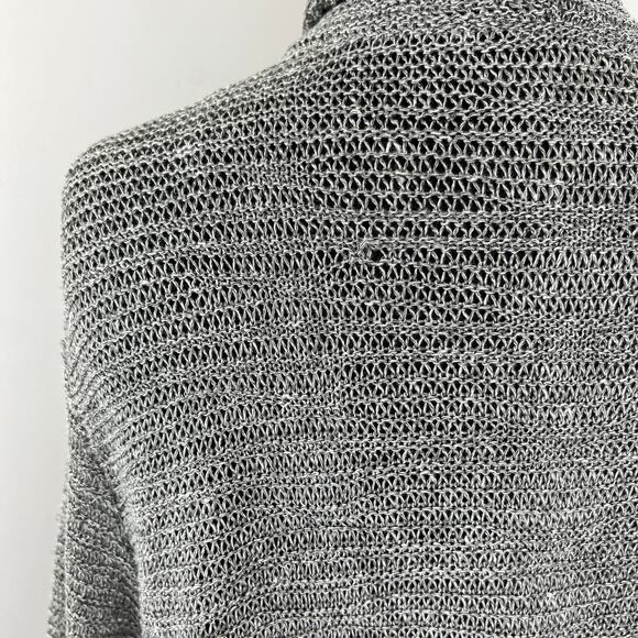 Eileen Fisher Gray Silver Open-Knit Midi Long Sleeve Pocket Cardigan Plus 1X - Picture 5 of 7